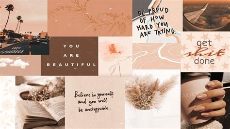 Download Brown And Cream Collage Pinterest Laptop Wallpaper