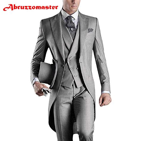 Abruzzomaster серые утренние костюмы мужские красивые 3 шт Фрак костюм
