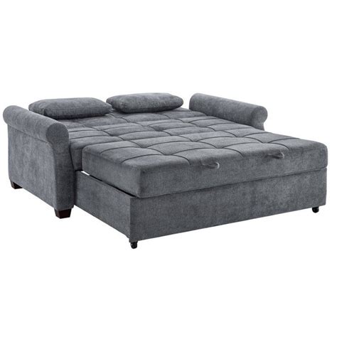 Serta Haiden Convertible Sofa Lounger And Queen Bed Gray Fabric