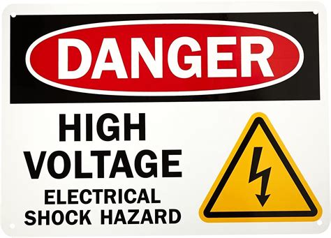 Danger High Voltage Electrical Shock Hazard 10 High X 14 Wide Black