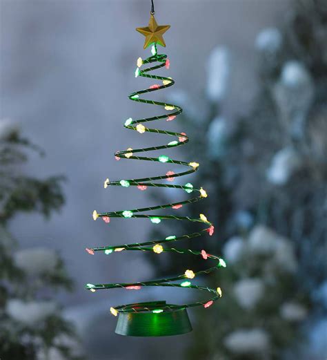 Solar Lighted Christmas Tree Hanging Decoration Plow And Hearth