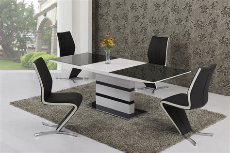 Large extending dining table white extendable. Large Extending Black Glass White Gloss Dining Table and 6 ...