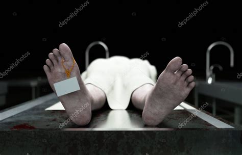 Cadáver Cadáver En La Morgue Sobre Una Mesa De Acero Cadáver Concepto De Autopsia