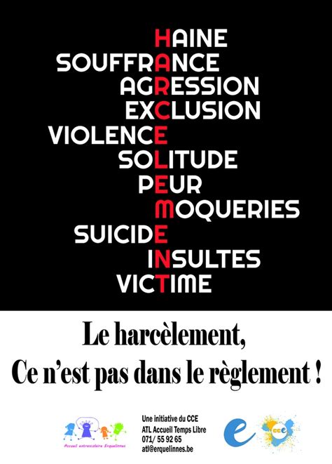 Affiche Contre Le Harcelement Logo Cce Commune D Erquelinnes