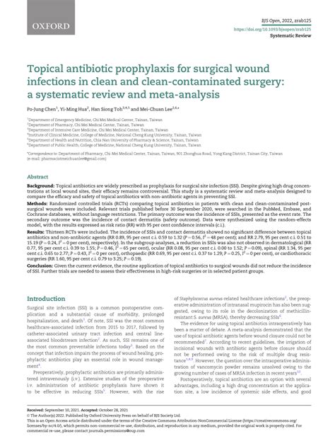 Pdf Topical Antibiotic Prophylaxis For Surgical Wound Infections In