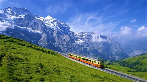 Beautiful Train Nature View In Switzerland Hd Photos Hd