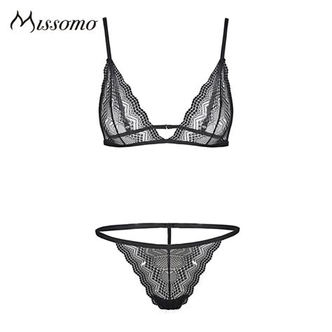 Missomo Women Bra Set 2pcs Bralette Thong Ultra Thin Lingerie Sexy Body