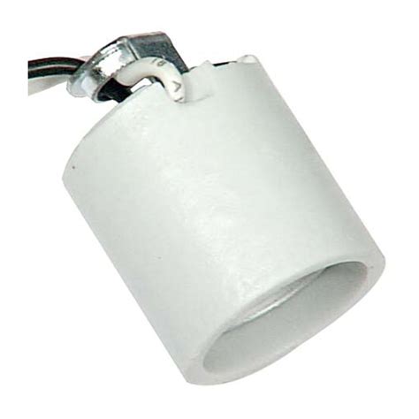 Atron Type A Ceiling Lamp Socket With Lead Porcelain White 120 Volt
