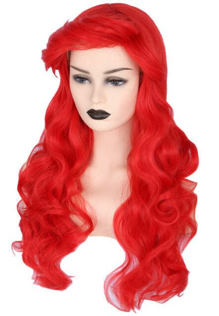 Topcosplay Ariel Wig Adult Women Halloween Costume Wigs Red Long Curly
