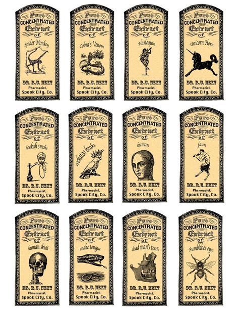 Apothecary Labels Vintage Printable Digital Download Collage Sheet No