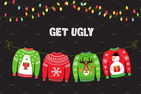 Ugly Sweater Christmas Party Custom Designed Illustrations ~ Creative