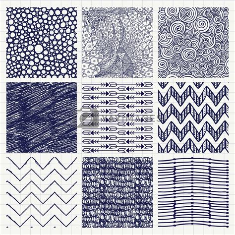 Pen Drawing Seamless Textures By Olka Vectors And Illustrations Free