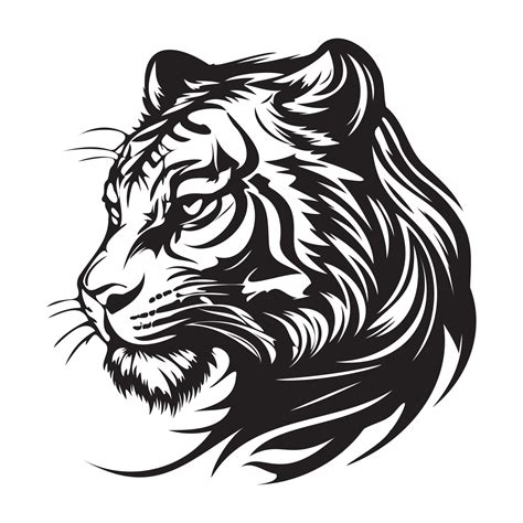 Tiger Face Silhouettes Tiger Face SVG Black And White Tiger Vector