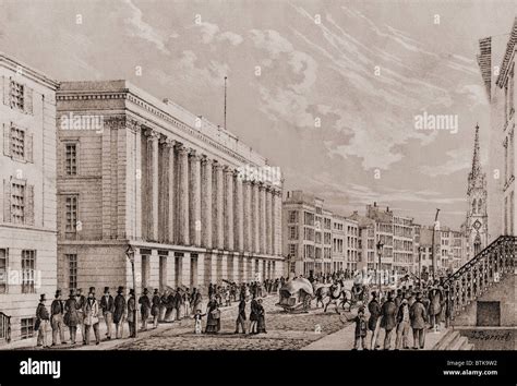 Exterior The Stock Exchange New York City Lithograph By John Borne