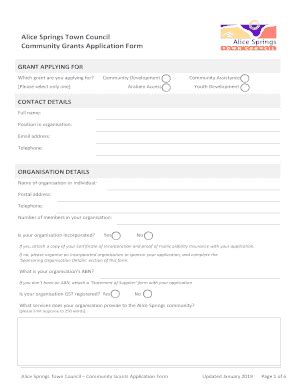 Fillable Online Alice Springs Town Council Community Grants Application Form Fax Email Print