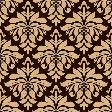 Premium Vector Light Brown Floral Seamless Pattern On Dark Brown