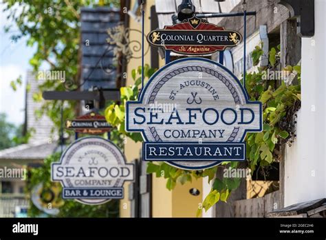 St. Augustine Seafood Company restaurant signs along St. George Street