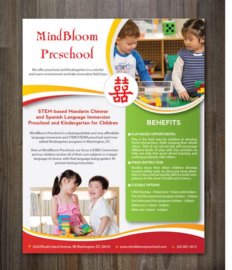 Colorful Bold Preschool Flyer Design For Mindbloom Preschool By