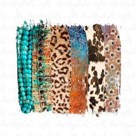 Western Brushstrokes Png Download Cowhide Turquoise And Leopard Print Background Sublimation
