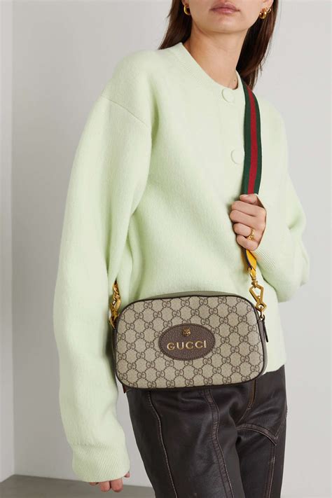 Gucci Neo Vintage Gg Supreme Textured Leather Trimmed Coated Canvas