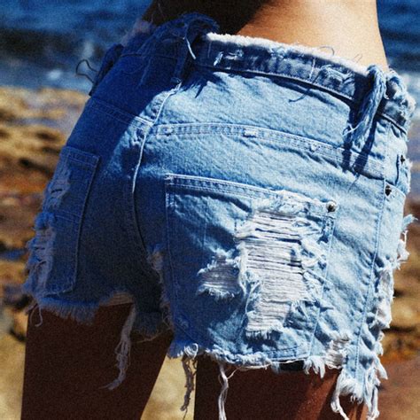 Women High Waisted Denim Shorts 2017 New Summer Fashion Sexy Blue White