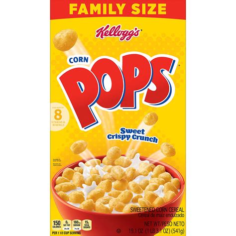Kelloggs Corn Pops Breakfast Cereal 8 Vitamins And Minerals Kids