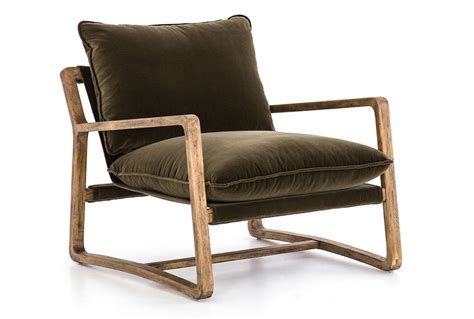 Deep padded lumbar provides exceptional comfort. OTB VELVET OLIVE GREEN OAK CHAIR | Olive armchair ...