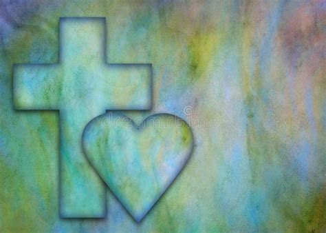 Christian Cross And A Heart On A Vibrant Background Stock Illustration