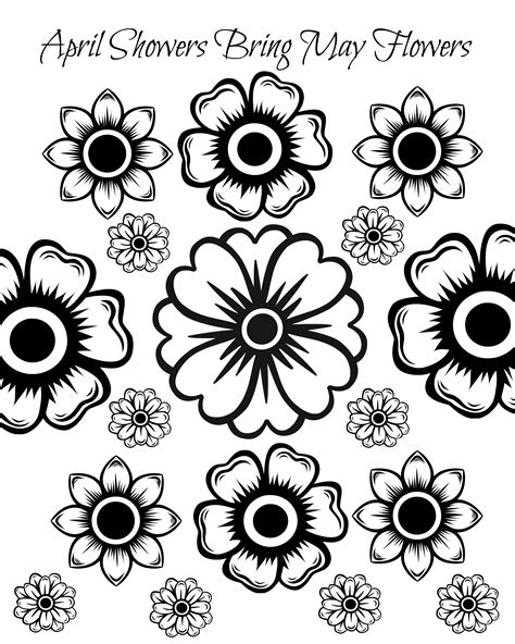 Some nice flowers in a vase waiting for you to color them. April Showers Bring May Flowers Coloring Page at ...