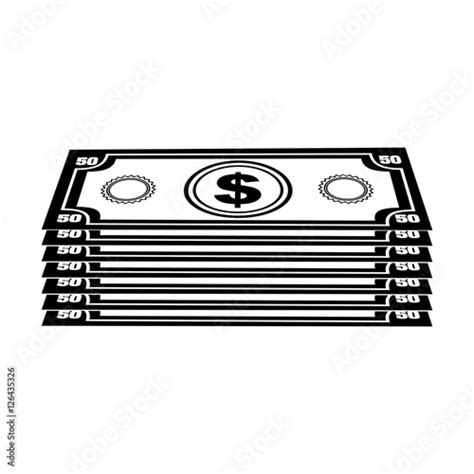 Silhouette Of Money Bills Stack Over White Background Vector