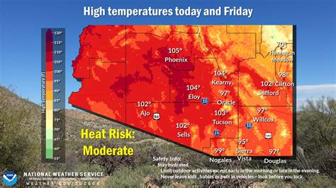Arizona Map With Weather Temperatures