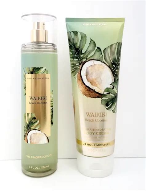 Bath Body Works Waikiki Beach Coconut Body Mist Body Cream Fl Oz Set Of Picclick