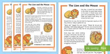 The Lion And The Mouse Story In English Primary Resource