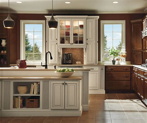 Wood finishing tips for woodworkers. Dark Maple Kitchen Cabinets with Ivory Accents - MasterBrand