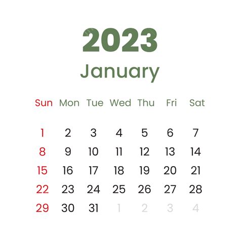Gambar Januari 2023 Tampilan Kalender Gaya Sederhana Kalender 2023