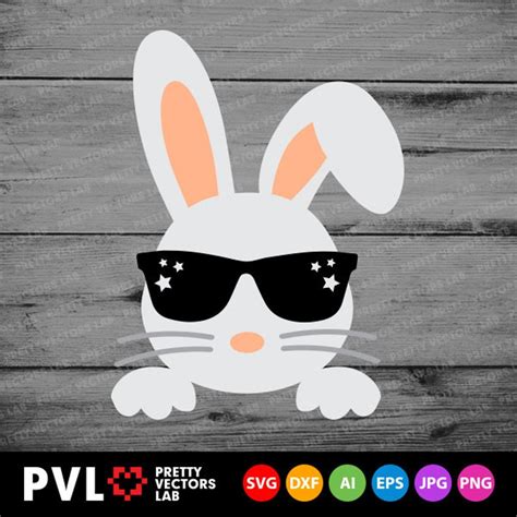 Bunny Svg Easter Svg Bunny With Sunglasses Svg Rabbit Ears Etsy