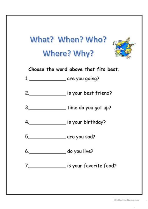 Wh Question Words Exercise Interactive Worksheet Wh Questions Interactive Worksheet Wh
