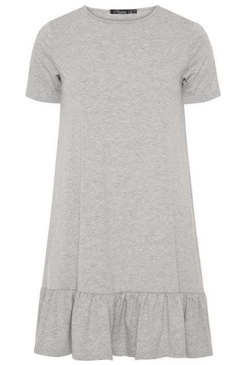Limited Collection Grey Marl Frill Hem Dress Yours Clothing