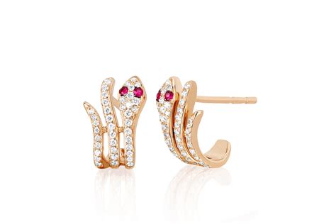 Ef Collection Diamond Snake Huggie Earrings In K Gold