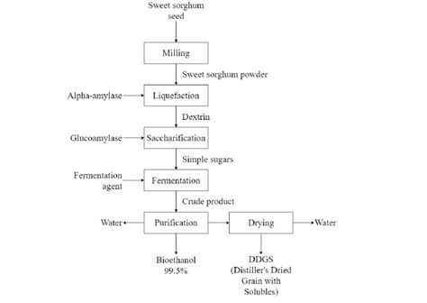 The Block Flow Diagram Of Bioethanol Production From Sweet Sorghum