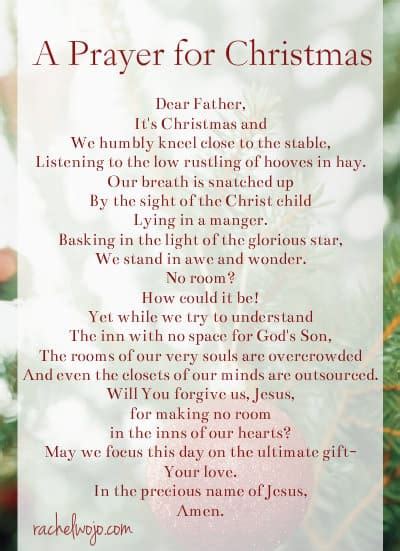 Be sure to scroll to the bottom of this post where we have included a free pdf printable of these common dinner time prayers. A Prayer for Christmas Day - RachelWojo.com