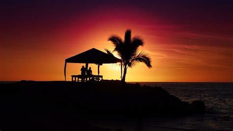 Beach Sunset Silhouette Wallpaper Wallpaper And Background Sunset