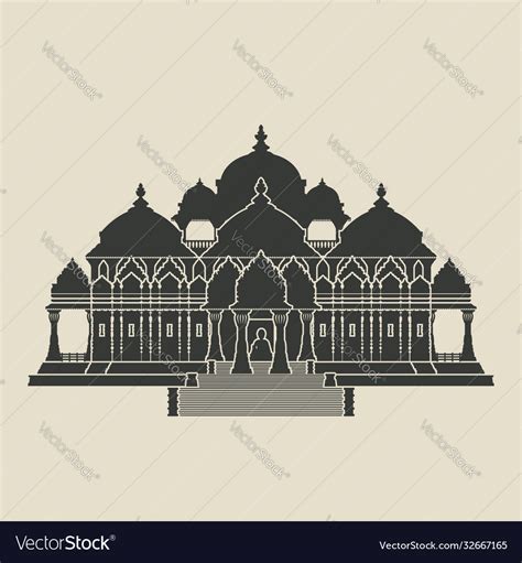 Swaminarayan Akshardham Hindu Temple Black Vector Image