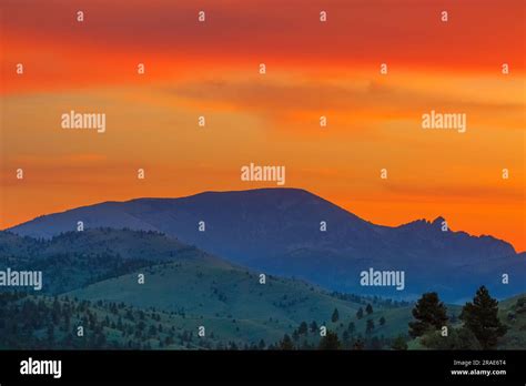 sunrise over sleeping giant mountain near helena, montana Stock Photo