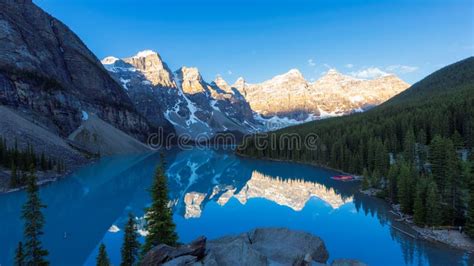 Moraine Lake In Rocky Mountains At Sunrise Stock Photo Image Of Rocky