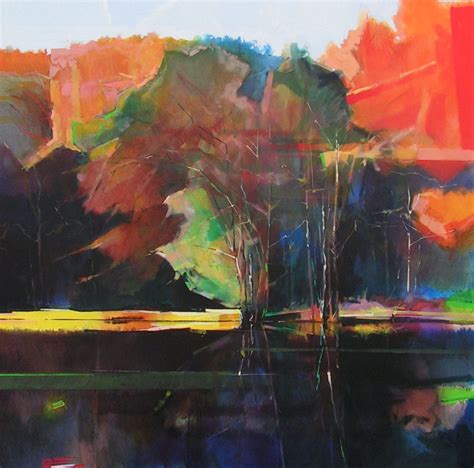 Cannop Ponds 1 Acrylic On Canvas Semi Abstract Landscape Painting Of