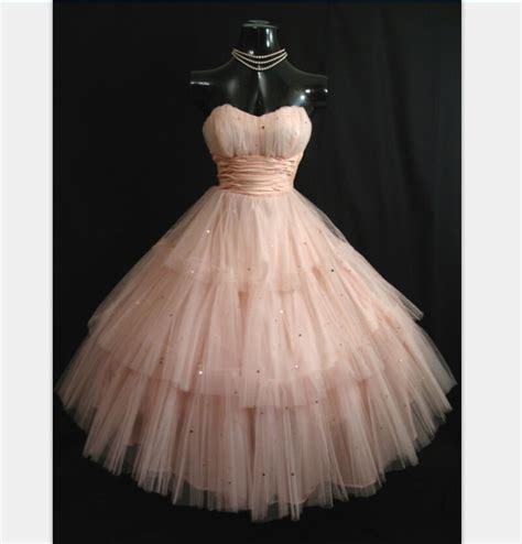Actual Image Vintage 1950s Tea Length Pink Prom Dresses 2016 Tulle