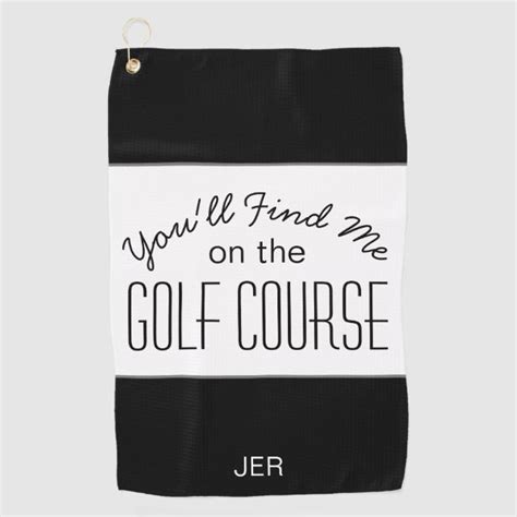 Golfer Black And White Golf Sports Quote Monogrammed Golf Towel Zazzle