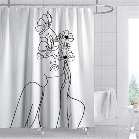 Stick Figure Shower Curtain Minimalist Art Shower Curtain Etsy