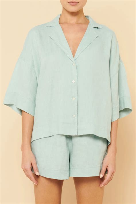 nude lucy lounge linen shirt white stylerunner